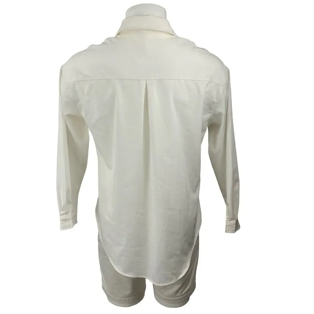 It Men's White Collared Long Sleeve Chest Pocket Casual Button Down Shirt Top S